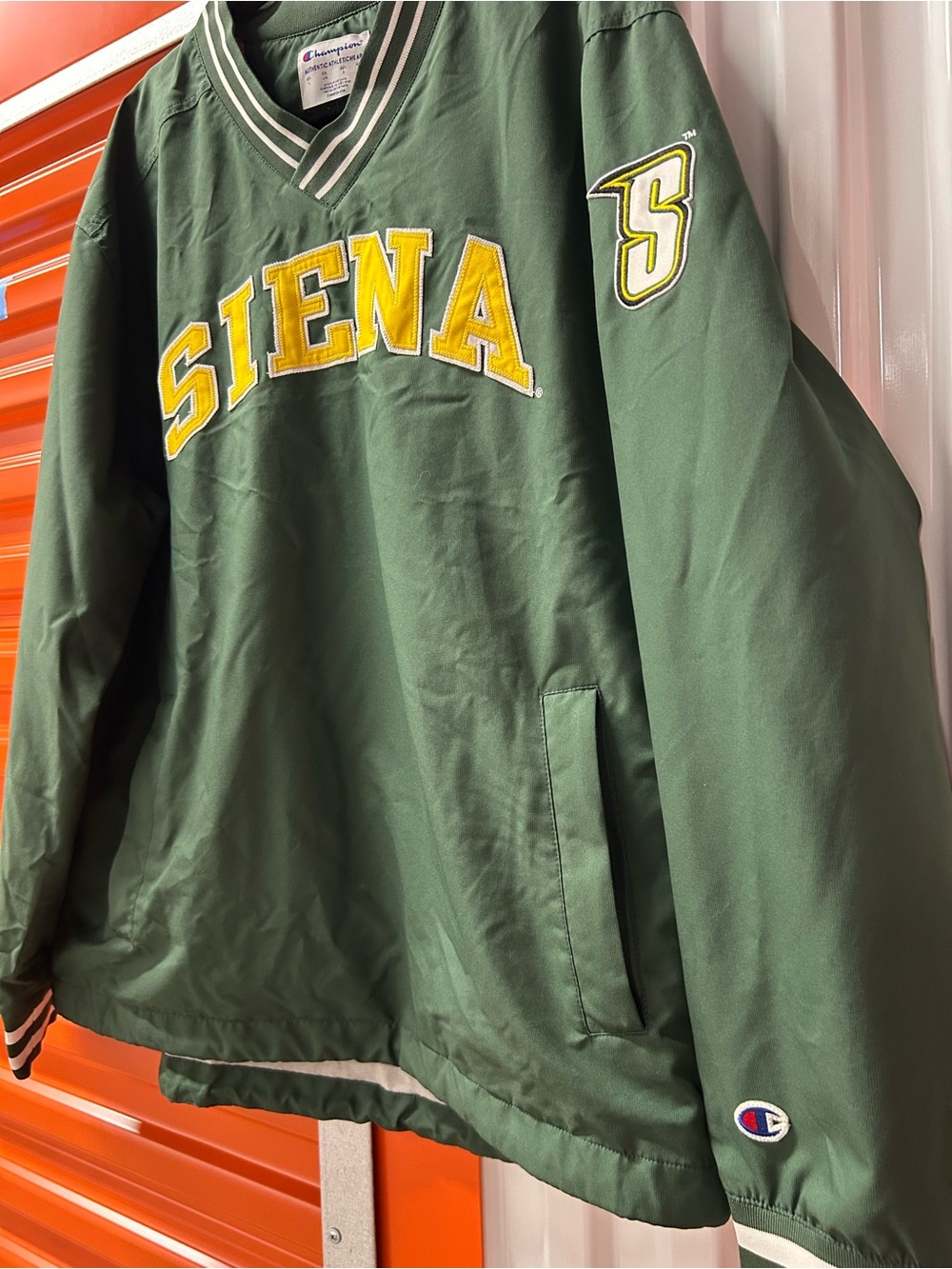 VTG Champion Siena College Saints Pullover Windbreaker Jacket Green L